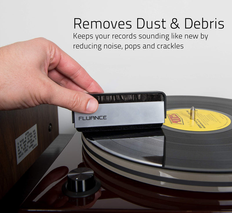 Fluance Vinyl Record & Stylus Cleaning Kit with 2-in-1 Anti-Static Carbon Fiber & Soft Velvet LP Brush and Stylus Brush (VB52)