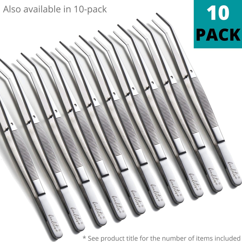 Beaditive 6-inch Sewing Machine Tweezers Set (10-PC) Serrated Bent Tips | Professional Grade, High Precision | Stainless Steel 10