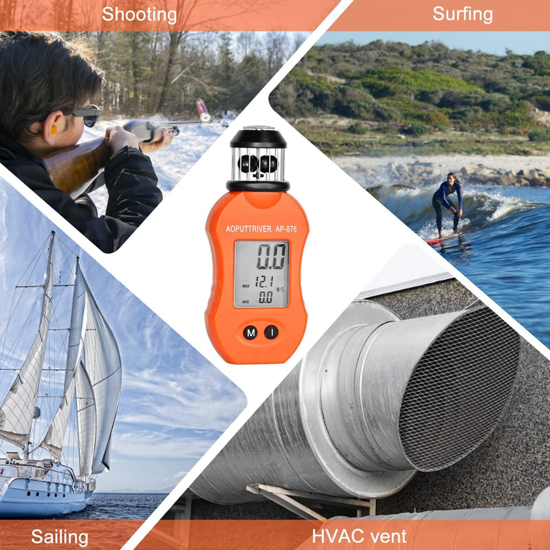 AOPUTTRIVER Wind Meter AP-876 Anemometer Handheld Pocket Anemometer Air Speed Meter for Measuring Air Velocity Air Volume for HVAC Vents Boat Sailing Shooting-2022 Newest