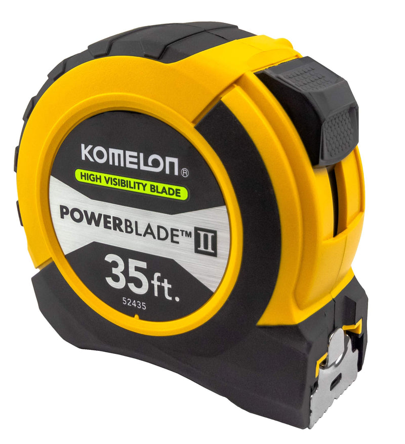 Komelon 52435; 35' x 1.06" Powerblade II Tape Measure, ABS Case, Black/Yellow, Small Standard Lock - 35FT 10.7 m