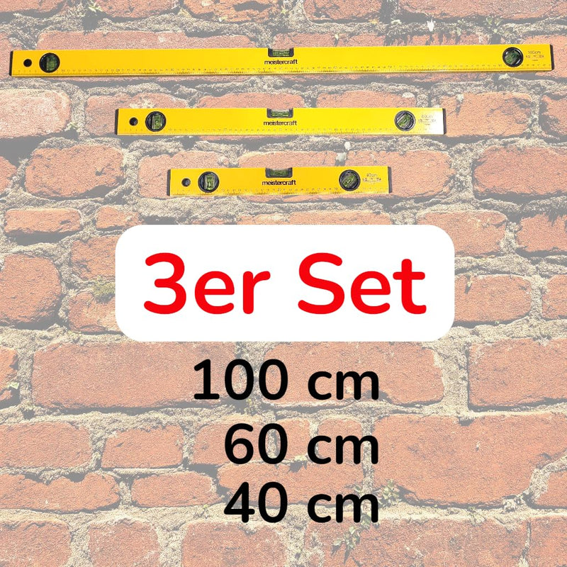 Spirit Level Set with 3 Vials, 1x 1000 mm, 1x 600 mm, 1x 400 mm Set