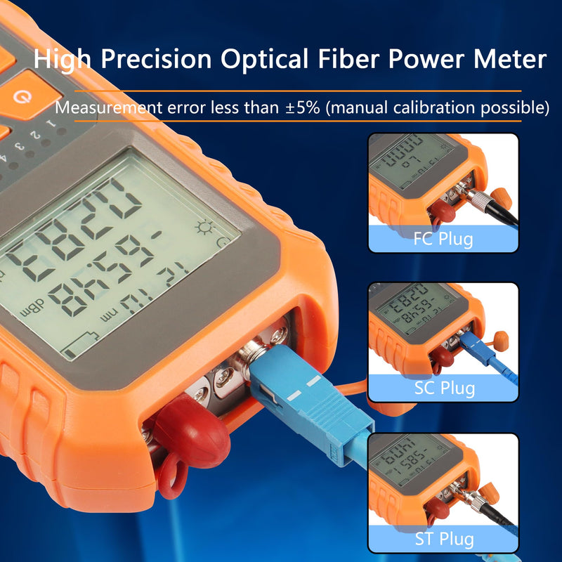 SinLoon Fiber Optic Power Meter, Fiber Optic Tester, Portable Network Cable Tester, FC/SC/ST, Universal Interface, Fiber Optic Tester, 2MW, Visual Fault Location, LED Lighting, OPM/VFL