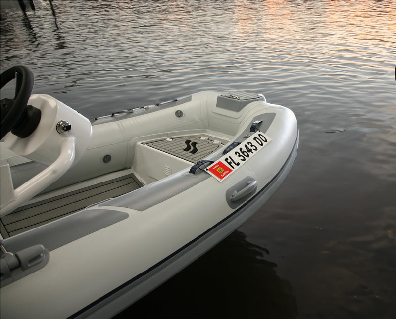 Hardline Products USA Marine Registration Plate Kit for Inflatable Boats & Ribs – 4” x 24” ABS Plastic Mounting Boards with Zip Ties – Saltwater Resistant – Made in USA (Pair)