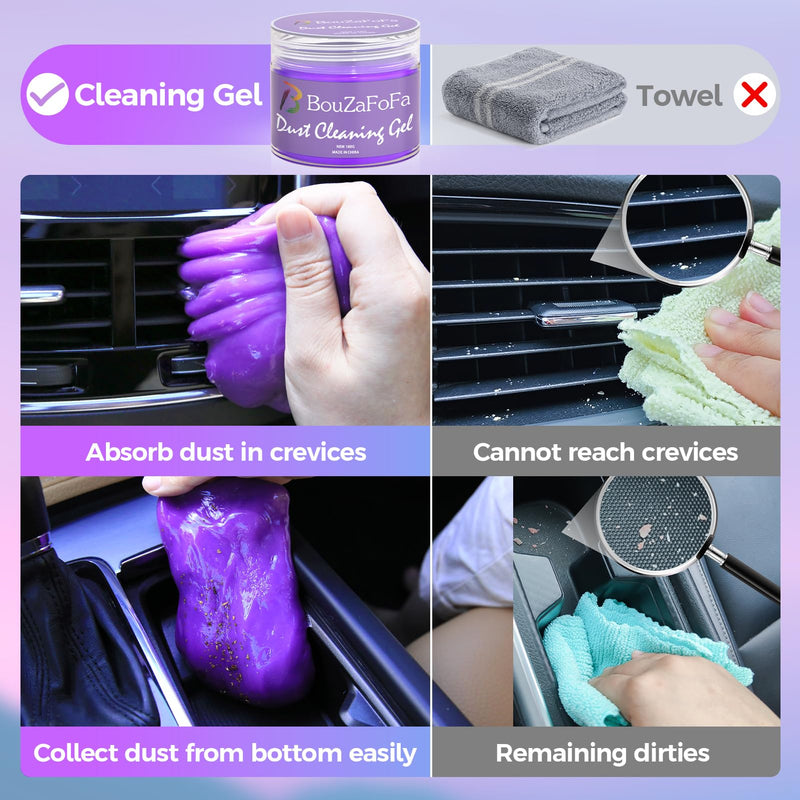 Car Detailing Kit Cleaning Gel Universal Dust Cleaner Car Accessories Gifts for Women Men Auto Detailing Tool Interior Cleaning Supplies Putty Mud Slime for Keyboard Stocking Stuffers Purple