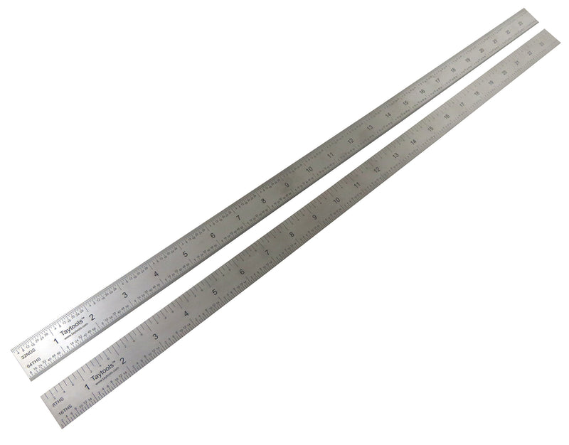 Taytools 24" Rigid Machinist Rule Ruler Hardened Spring Steel 4R Graduations in 1/8", 1/16", 1/32" and 1/64" MRSAE-24
