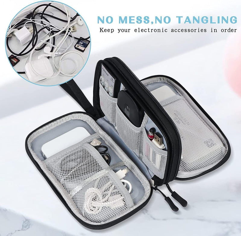 HORNO Travel Cord Organizer，Electronics Accessories Organizer Pouch Bag for Charger,USB Cable,Business Travel Gadget Bag ﻿ (Black) Black