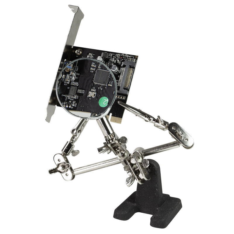 BIGtec Soldering Aid Third Hand with Magnifying Glass Helping Hand Precision Mechanics Soldering Accessories Soldering Tool with Interchangeable Clamps Crocodile Clips