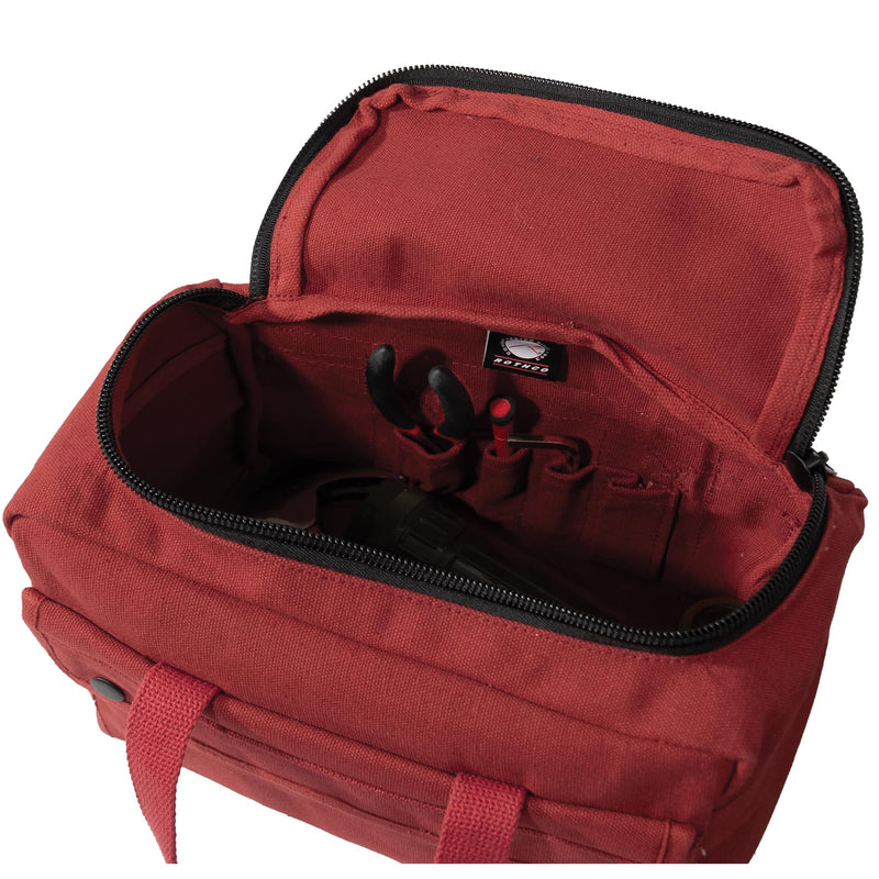 Rothco Wide Mouth Mechanics Tool Bag with Brass Zipper - Heavy Duty Canvas Construction - Ideal for Tool Storage and Transport, Red
