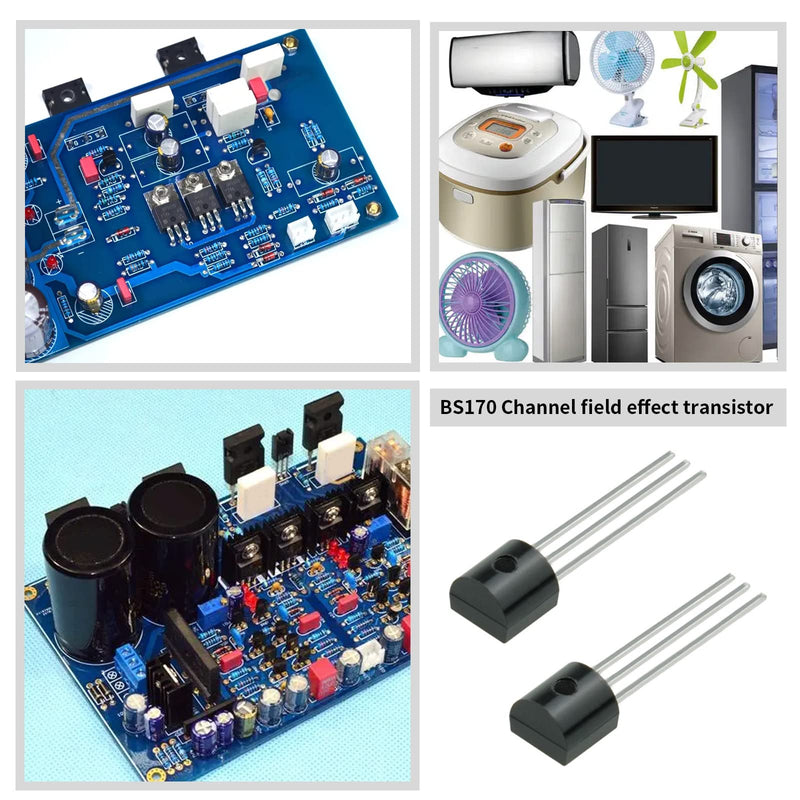 Pack of 50 BS170 Mosfet Transistor Replacement N Channel Rectifier MOSFET Tube N-Channel Field Effect Tubes Accessories for Electronic DIY Project DC Motor Control