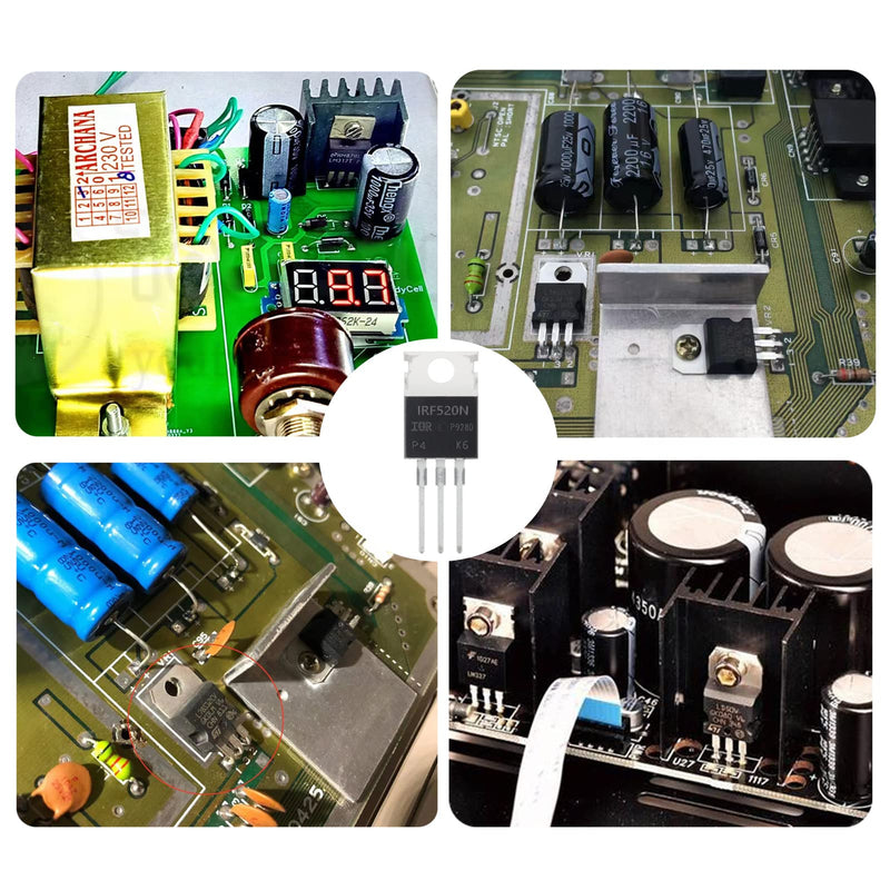 AUKENIEN Mosfet Transistor Kit 12 Values 60 Pieces IRFZ44N IRF510N IRF520N IRF530N IRF540N IRF640N IRF740 IRF820 IRF830 IRF840 IRF3205 IRF9540N TO-220 Mosfet Transistors