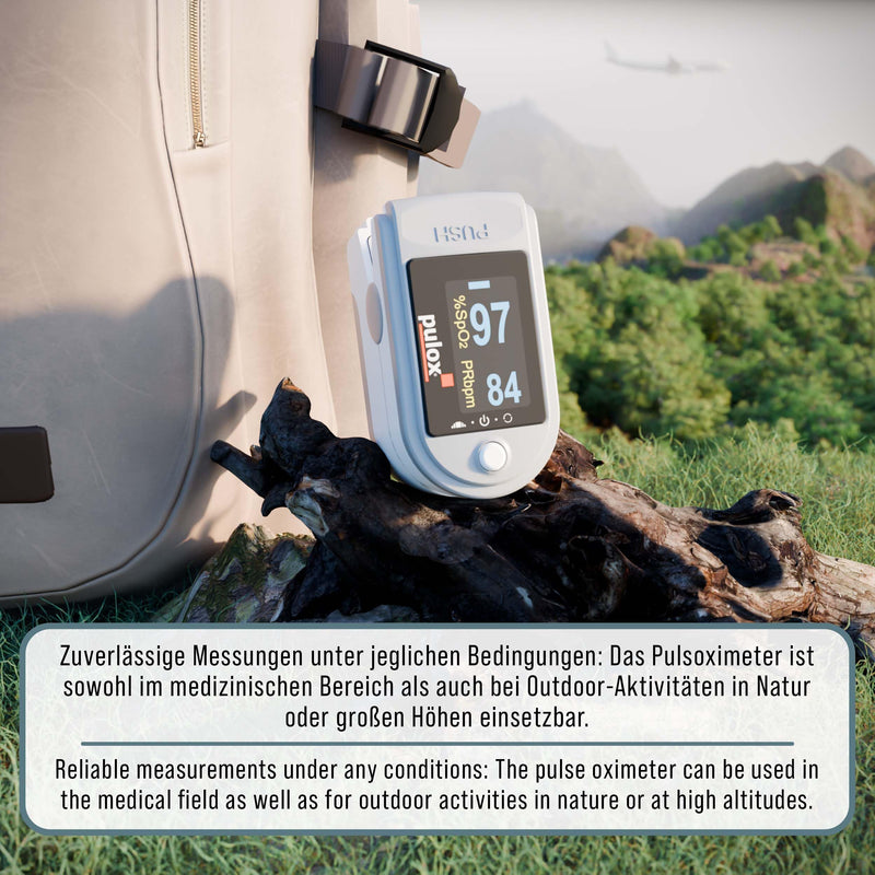 Pulox PO-200 Solo Pulse Oximeter Grey for Measuring SpO2, Pulse and PI | With precision indicator for reliable control of oxygen saturation, heart rate and perfusion index