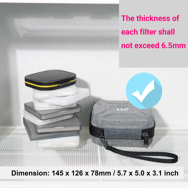 JJC 10 Pockets Hard Shell Lens Filter Bag Up to 95mm, Water Resistant & Dustproof, Camera Filter Pouch with Microfiber Cleaning Cloth, Filter Carrying Case for Photography Filter Round Filter 10 Pockets-Up to 95mm