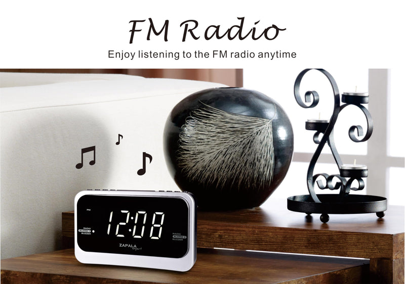 Alarm Clock Radio for Bedroom, 2 Alarms Big LED Display Plug in Simple Basic Digital FM Clock Radio with USB Charging Port, Adjustable Volume, Dimmable, Snooze for Deep Sleepers Kids