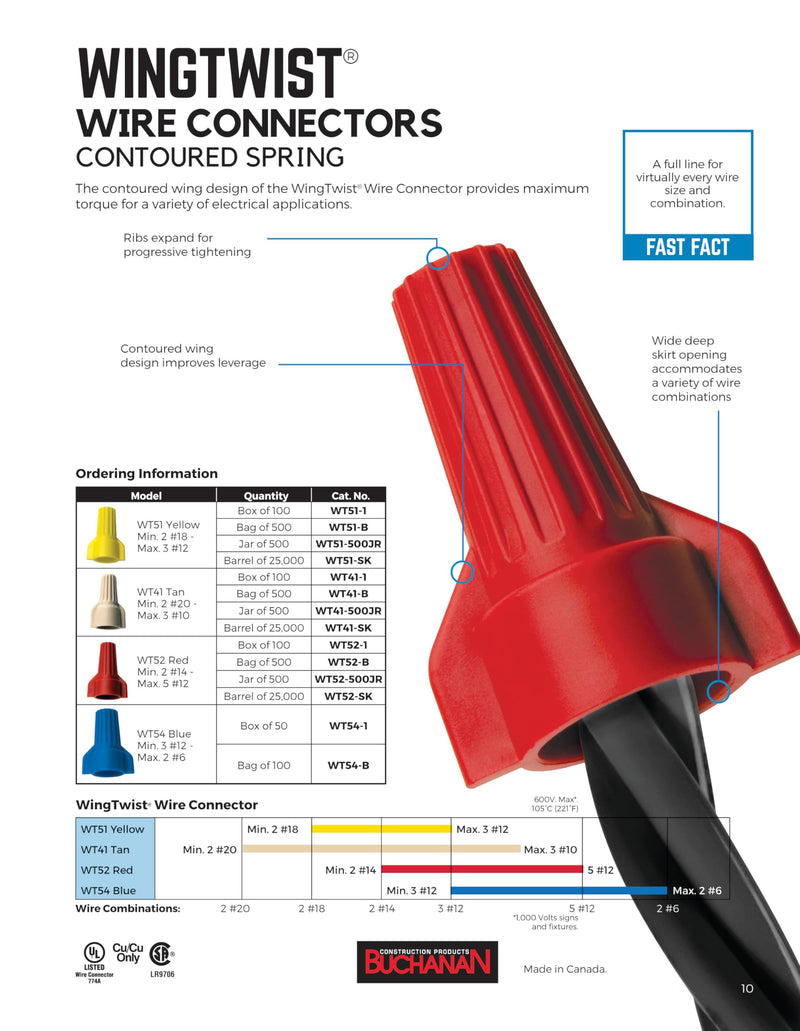 IDEAL INDUSTRIES INC. WingTwist Wire Connector, WT54 Blue, (10/Bag) (Pack of 5) Bag of 10 (Pack of 5) Azul