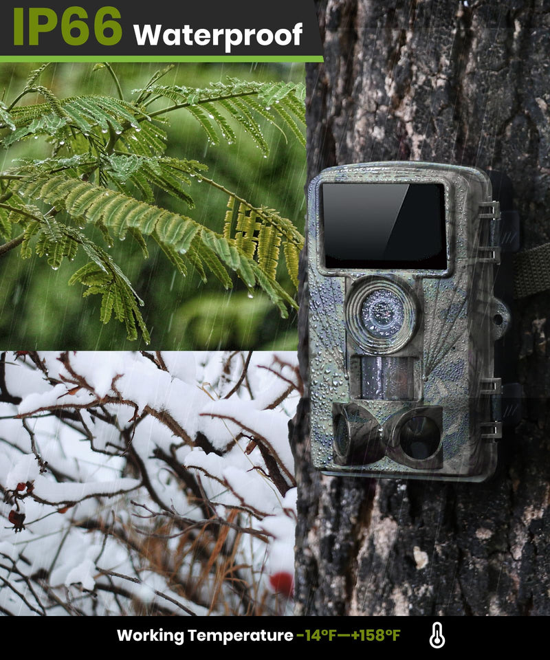 Trail Camera 4K 48MP Game Camera with Motion Activated, Low Glow Infrared LEDs Night Vision 130° Wide Angle with 32GB SD Card for Outdoor Wildlife Deer