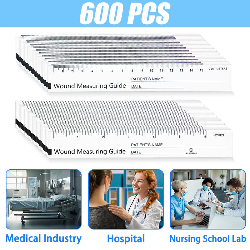 600 Pcs Wound Measuring Tape 6 Inch Wound Ruler Double Sided Disposable Paper Tape Measure Paper Guide Ruler Measurement Tools for Nurses 600