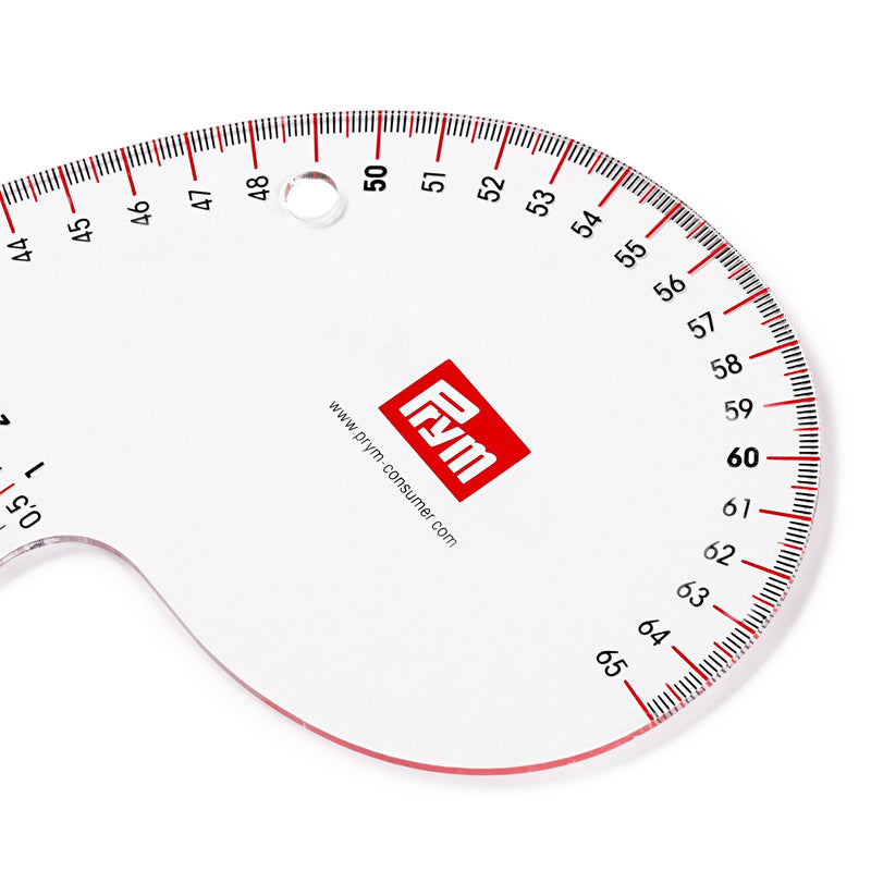 Prym 611501 curve ruler for armhole, arm ball, shoulder and neck, plastic, transparent, 2.5 x 40 cm scale