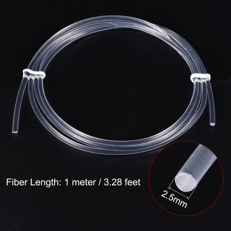 sourcing map PMMA side glow fiber optic cable 2.5mm 1M for LED light guides in the home, hotel