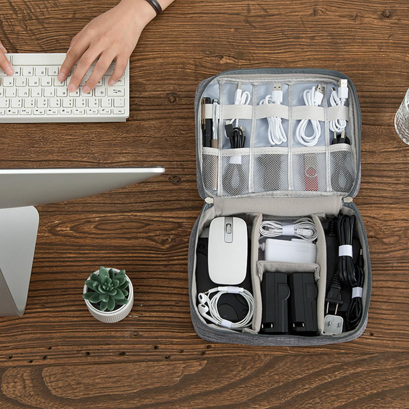 Organizer Bag Big Case Cable Electronic Devices Travel Pouch USB Charger Accessories Mouse Phone USB Cable SD Power Bank Earphone Sky Blue