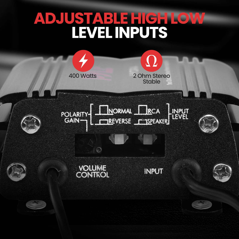 Pyle 2-Channel Marine Amplifier Receiver - Waterproof and Weatherproof Audio Subwoofer for Boat Stereo Speaker & Other Watercraft - 400 Watt Power, Wired RCA, AUX and MP3 Audio Input Cable Black
