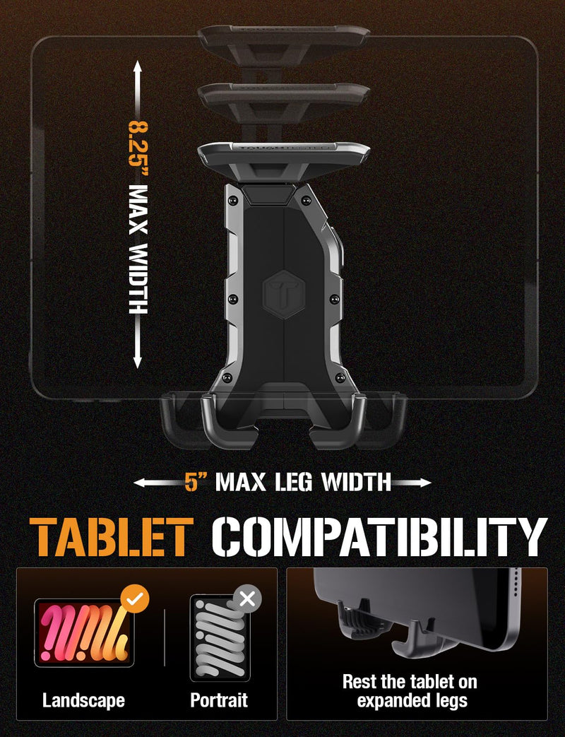 ToughTested Phone Holder GPS Mount, Heavy Duty Suction Cup Tablet Holder for Windshield, Fits Max Smartphone & Tablet(Up to 12.1"), Off-Road Ready, Vibration-Free, Ideal for Truck Driver & Adventurer