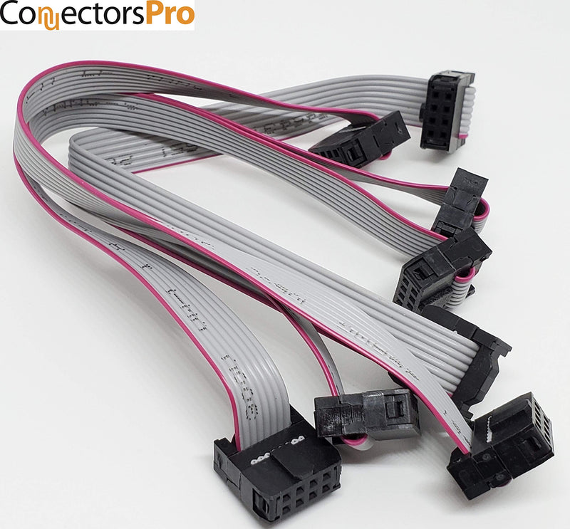 Pc Accessories 8 Inces 20cm Length 2x4 8P IDC 4-Pack Silver Flat Ribbon Cable with Black 2.54mm FC Dual Row Female to Female Connectors (8P-20cm-4PK)