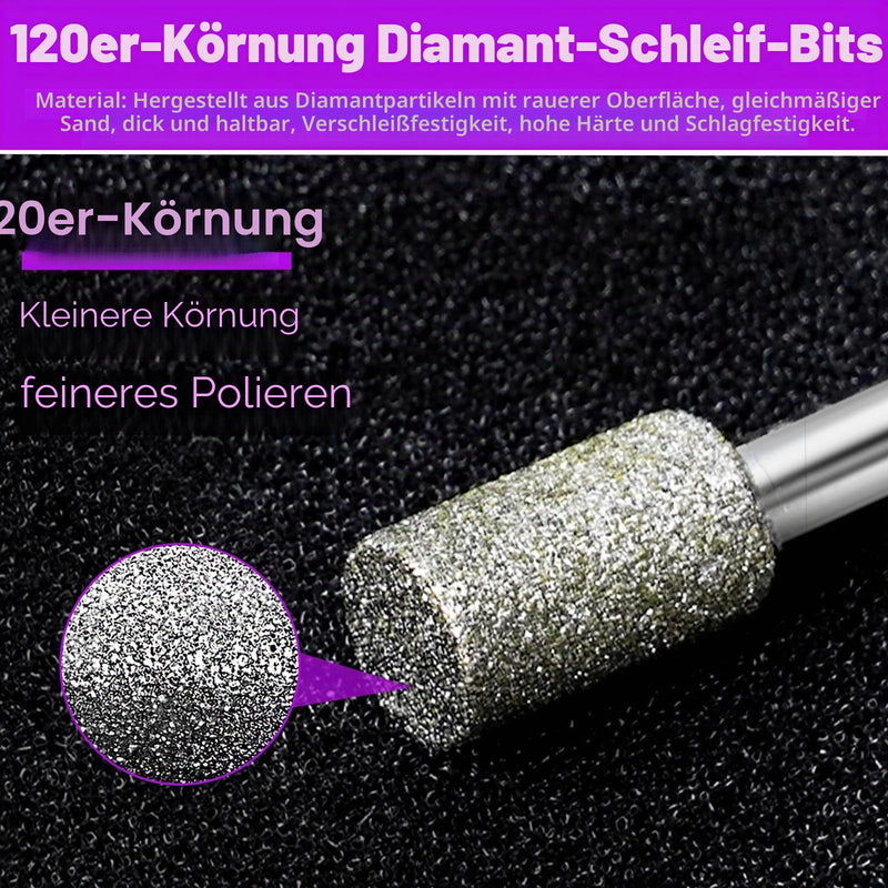 12 Piece Diamond Cutter Set Grit 120, Diamond Burr Grinding Pins Compatible with Dremel Rotary Tool with 1/8 Inch Shank Fit for Stone Glass Ceramic Carving, Grinding, Polishing, Engraving 12 Stück Körnung 120