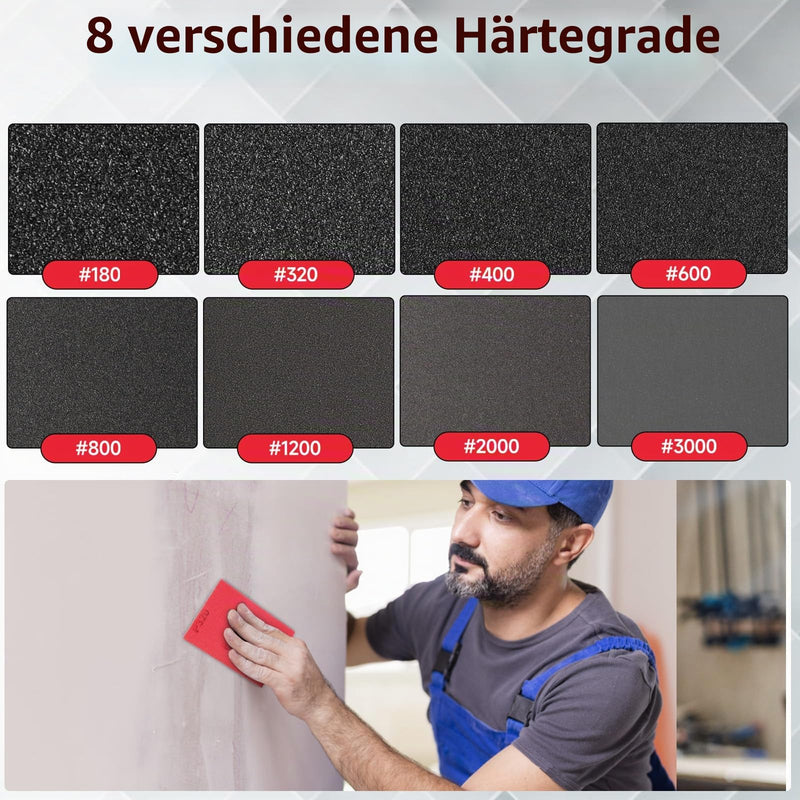 Stebruam Sanding Sponge 24 Pieces (180-3000) Wet/Dry Professional Set | Sanding block for wood, metal, car, varnish, spatula HMS MIX