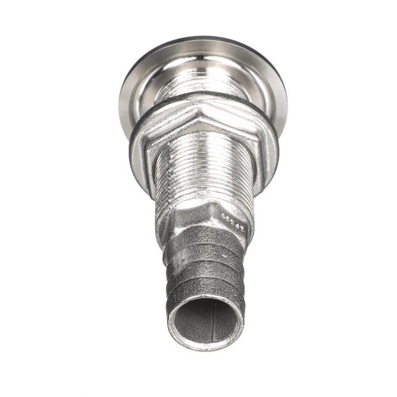 Attwood 66547-3 Stainless Steel Straight Thru-Hull Valve Fitting, Barbed, Standard Length, for 3/4-Inch Interior Diameter Hose One Size