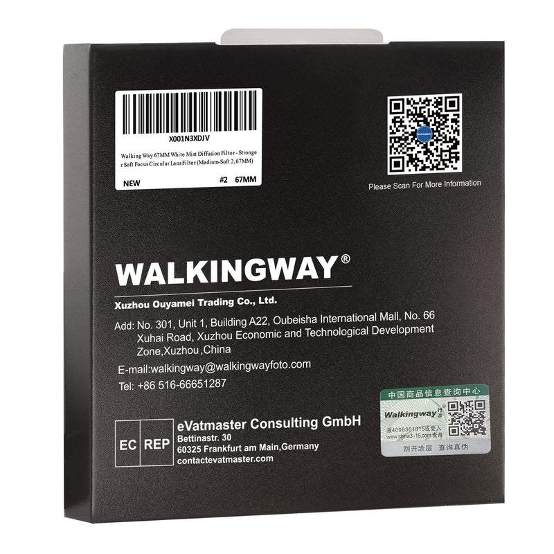 Walking Way White Mist Filter 67MM Soft Focus Filter Circular Diffusion Filter Dreamy Fog Effect Camera Lens Fliter for Video/Vlog/Portrait Photography(Medium-Soft 2, 67MM) 67 mm Medium-Soft 2