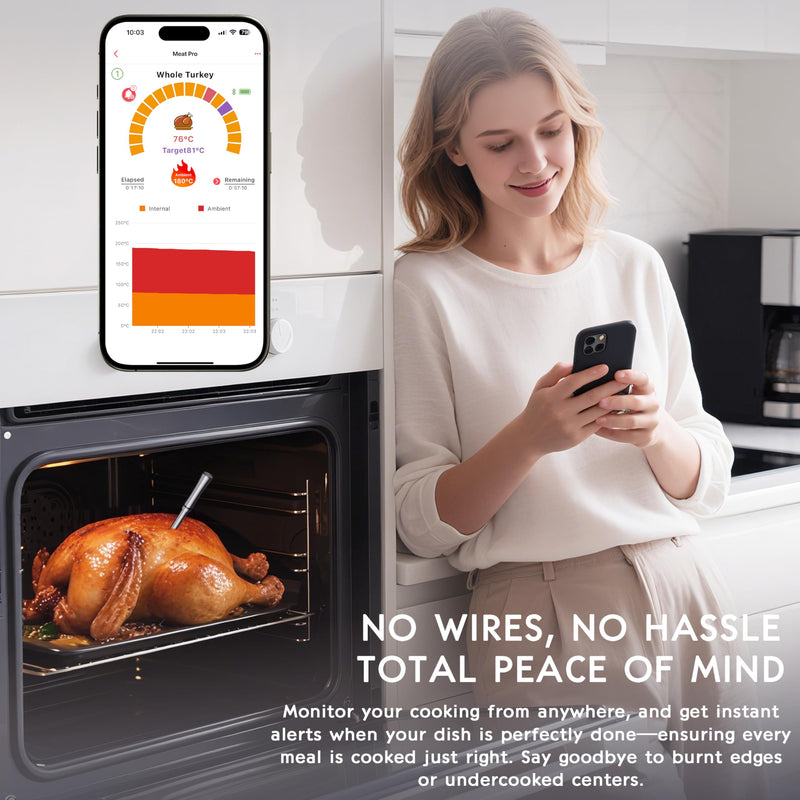 Smart Bluetooth Wireless Meat Thermometer Digital,2 Pcs Probe & LCD Screen for Grill,BBQ,Smoker,Air Fryer,Kitchen, Oven,Perfect for Turkey,Steak,Chicken 2