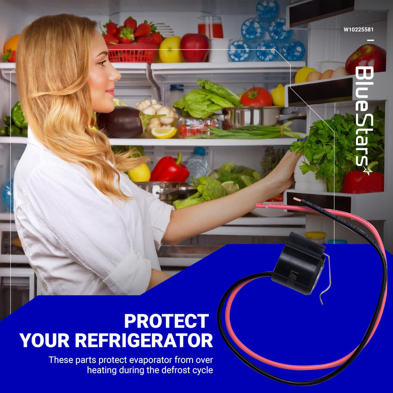 BlueStars W10225581 Refrigerator Bimetal Defrost Thermostat - Compatible with Whirlpool Kenmore - Replaces WPW10225581 PS11750673 AP6017375 2188824 2321799 W10260437 - PACK OF 4