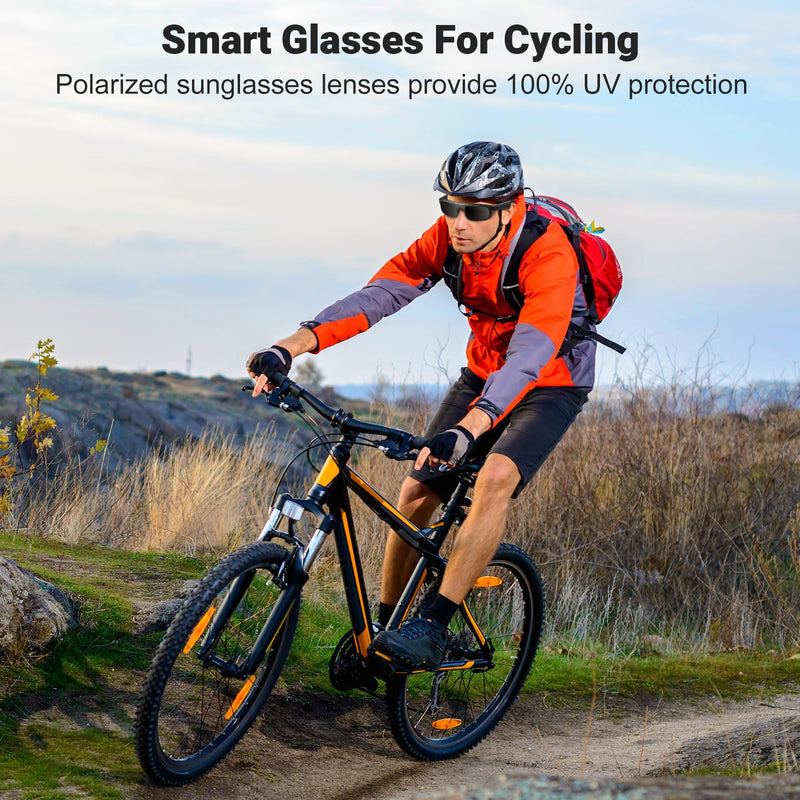 Smart Glasses, Polarized Bluetooth Sunglasses, Built-in Mic & Speakers, Voice Assistant, UV Protection Audio Sun Glass M8 Pro-black Lens