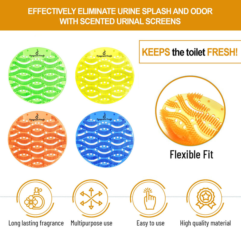 Urinal Screen Deodorizer, Fresh Scented Urinal Screen With Easy Fit & Multiple use (Orange, 10 Pack) Orange Pack of 10