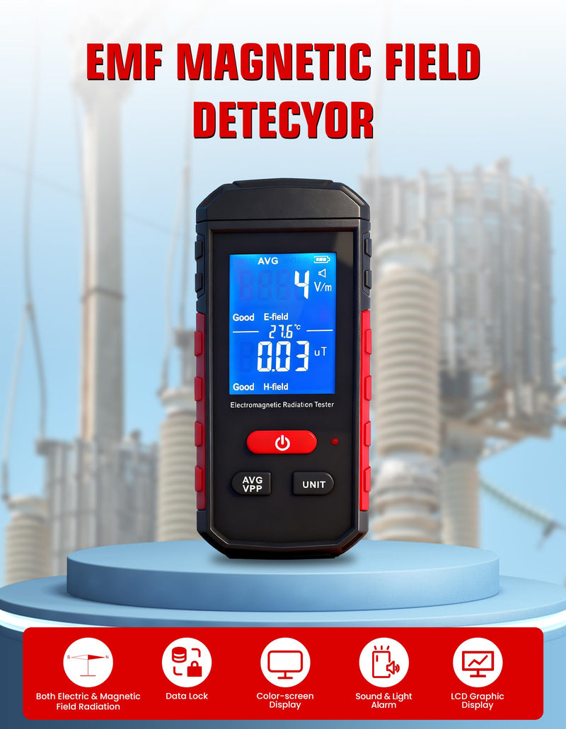 Electromagnetic Radiation Tester EMF Meter Counter Digital Detector for Electromagnetic Radiation AMF118A Black Model 2