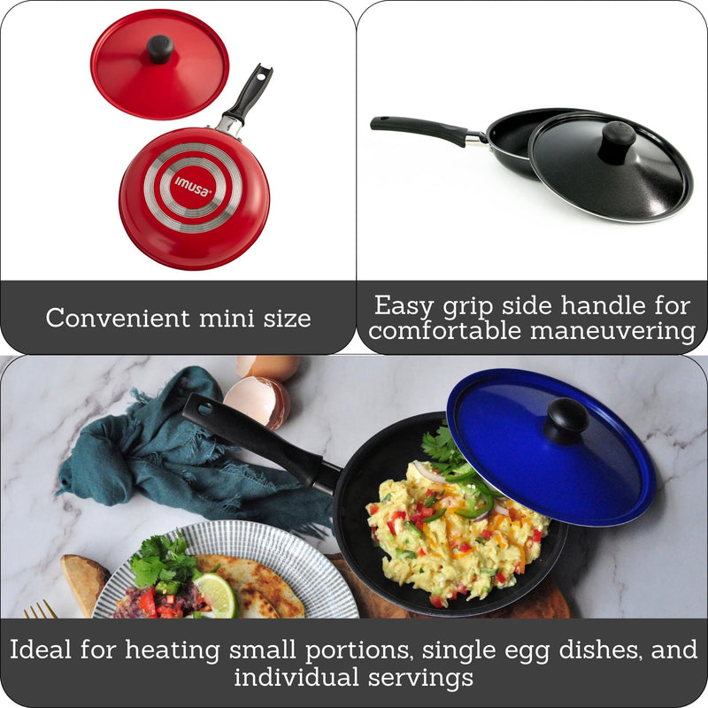 Imusa Casserole with Lid and Handle, STD, Black, Red or Blue (pack of 2) STD (Pack of 2)