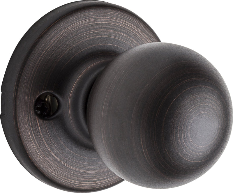 Kwikset Polo Interior Passage Door Knob, Handle For Closet and Hallway Doors, Non-Locking Doorknob, Venetian Bronze 1 Pack