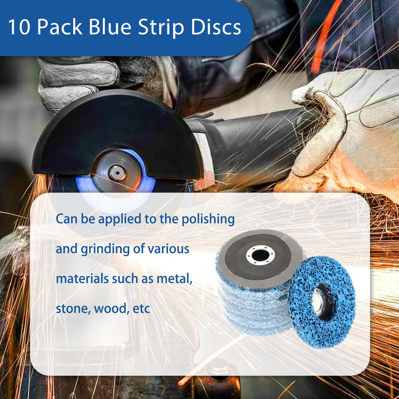WFLNHB 10 Pack - 4-1/2" x 7/8" Strip and Clean Discs Fit for Angle Grinders-for Polishing and Grinding Various Materials 10Pack