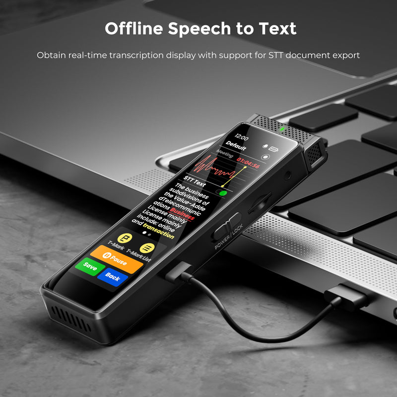 136GB Digital Voice Recorder with Playback, Innioasis R1 Full Touchscreen Voice Recorder with AI Intelligent Transcription and Bluetooth, Voice Activated Sound Audio Recorder Device with Mic (Black) Black 136GB