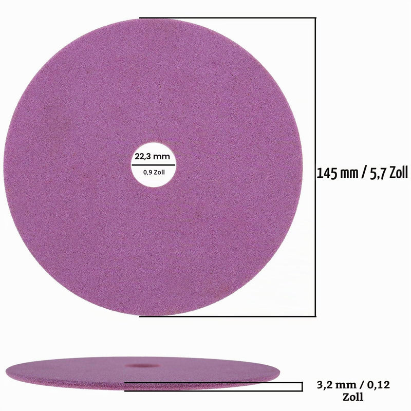Corundum Sanding Discs 145mm Diameter 22.3mm Bore 3.2mm Thickness for Chainsaw Sharpener Pack of 2