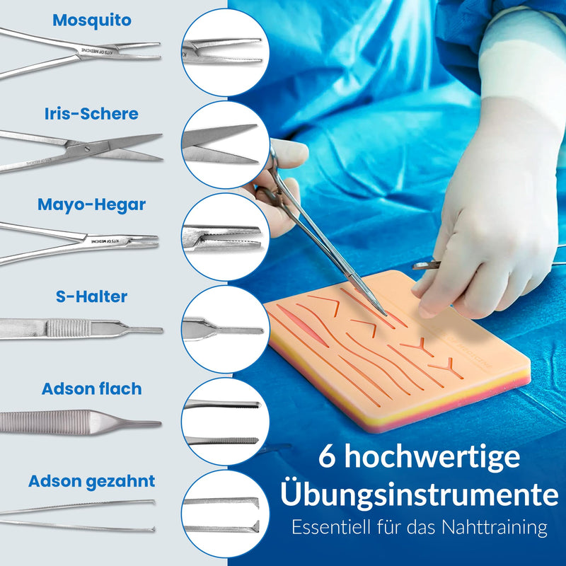 Surgical Suture Set, Includes Wound Stitching Videos (English Language Not Guaranteed), Perfect Gift for Medical Students / Veterinarians / Dentists / Nurses, Wound Stitching Practice Set, Non-slip Base for Stability