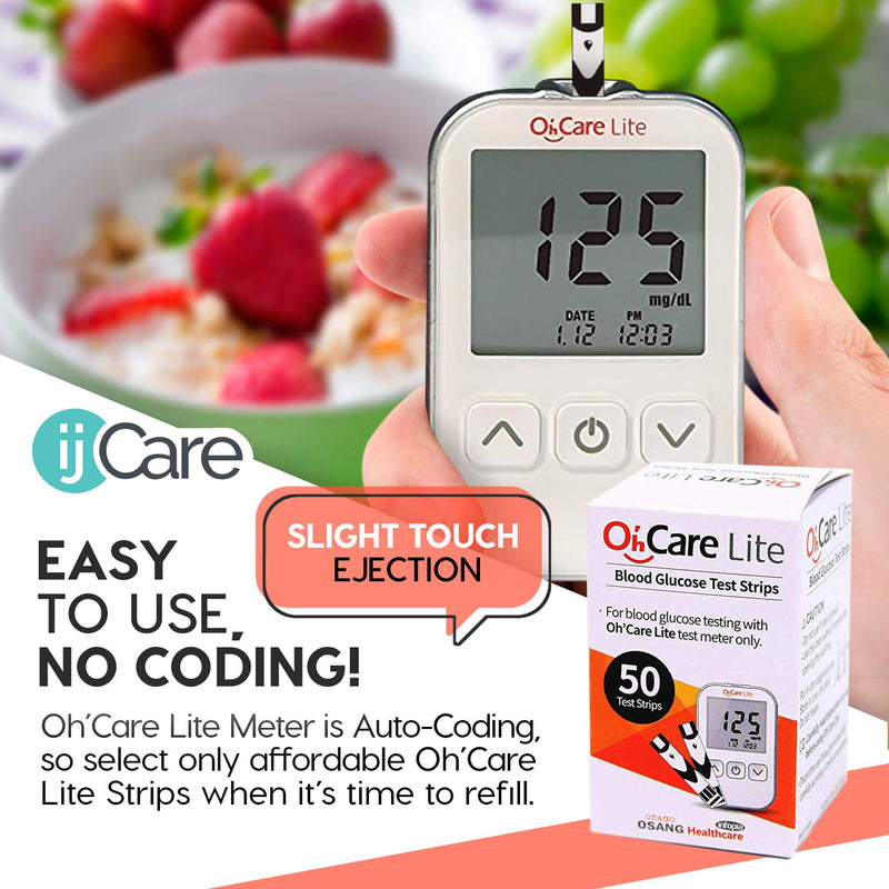 Oh’Care Lite Blood Sugar Testing Monitor – Glucose Test Strips and Lancets for for Blood Testing – Accurate and Affordable Diabetic Supplies (100 Strips + 100 Lancets) 100 Strips + 100 Lancets