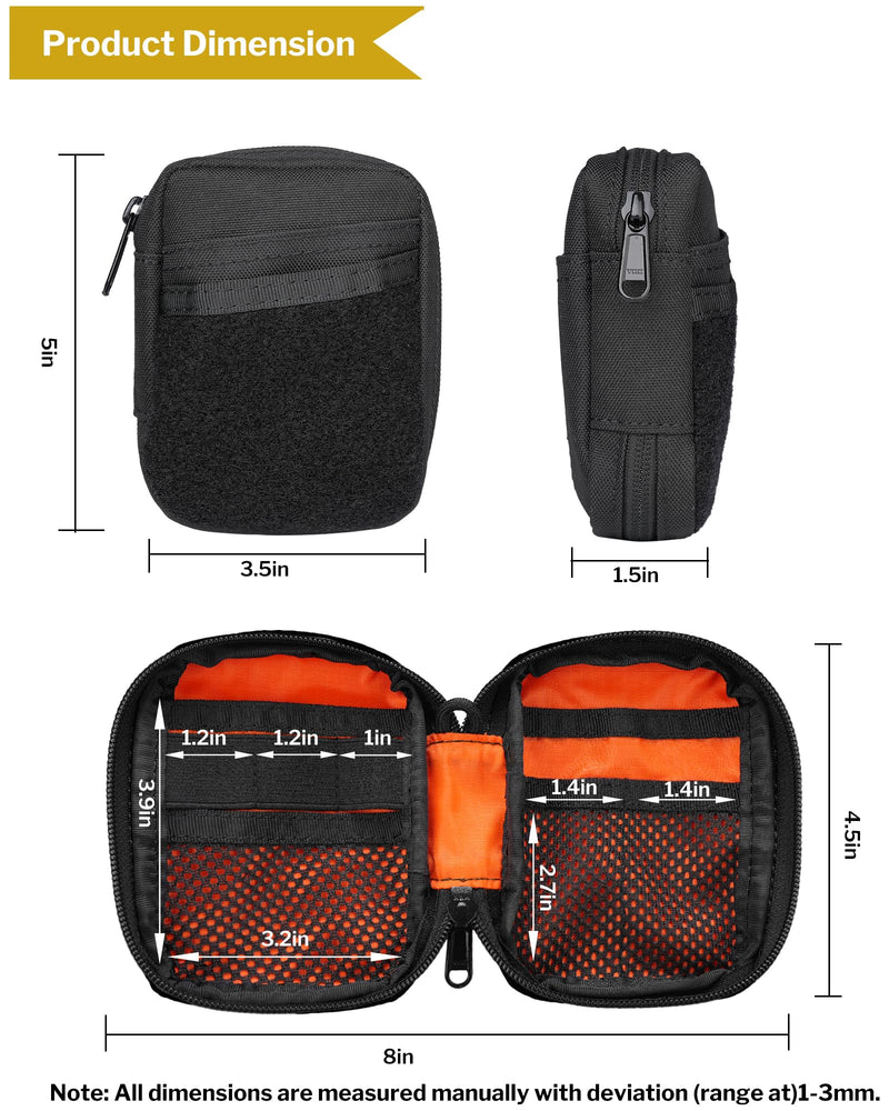 VIPERADE VE31 Small EDC Pouch, Men's Pocket Organizer, Small EDC Organizer Multitool Pouch for Camping/Hiking/Bushcraft (Black) Black