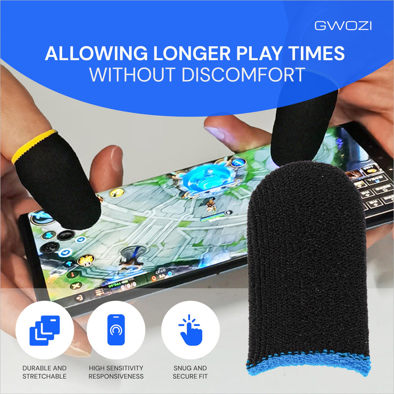Gaming Finger Sleeves for Touch Screen 12 Pcs- Mobile Gaming Finger Covers Protection for Finger Tips - Seamless, Sweatproof Gamer Thumb Protector