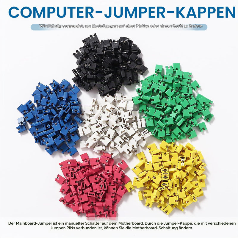 VooGenzek 600 Pieces 6 Colors 2.54 mm Computer Jumper Caps Shunts Short Circuit Cap, 2.54 mm Short Circuit Jumper Caps, Jumper Caps for PCB, 2-Terminal Open Top Jumper Cap, for Arduino PCB