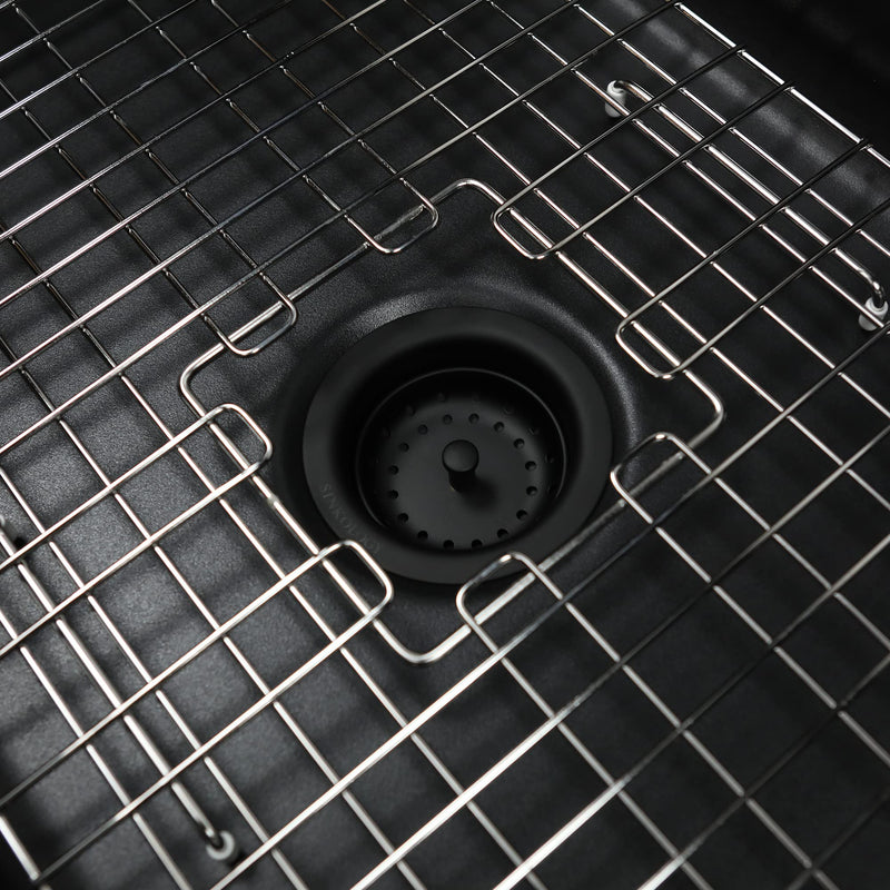 Sinkology SinkSense Kitchen Sink Basket Strainer Drain, Matte Black, Solid Brass, Removable Basket, Fits Standard 3.5 Inch Drain