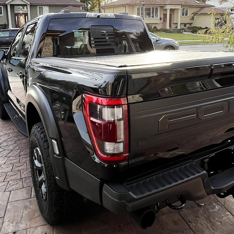 for Ford F150 F250 F350 2015-2023, Rear Middle Window American Flag Decals, Matte Black USA Flag Decal for Truck Back Window, for Ford Raptor 2015-2023 Accessories