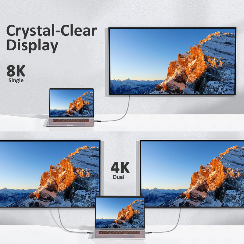 PASOW USB C Thunderbolt 4 Cable 240W - Fast Charging 40Gbps Data Transfer 8K HD Display Braided USB4 Cable for iPhone 16 Thunderbolt 4/3 Monitor, Hub, Docking Stations (3 feet) 3 feet