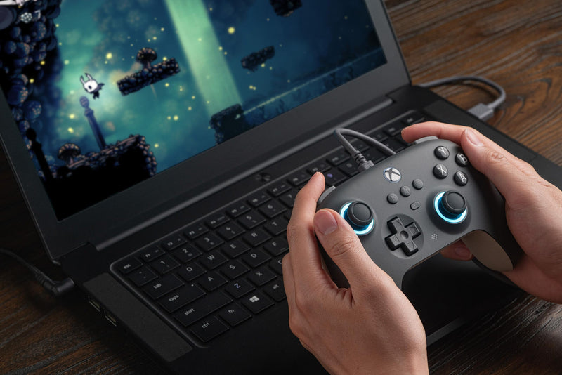 8BitDo Ultimate C Wired Controller for Xbox with Hall Effect Joysticks and Hall Triggers, RGB Lighting Fire Ring, Compatible with Xbox Series X|S, Xbox One, Windows 10/11 - Officially Licensed (Dark Gray) Dark Gray