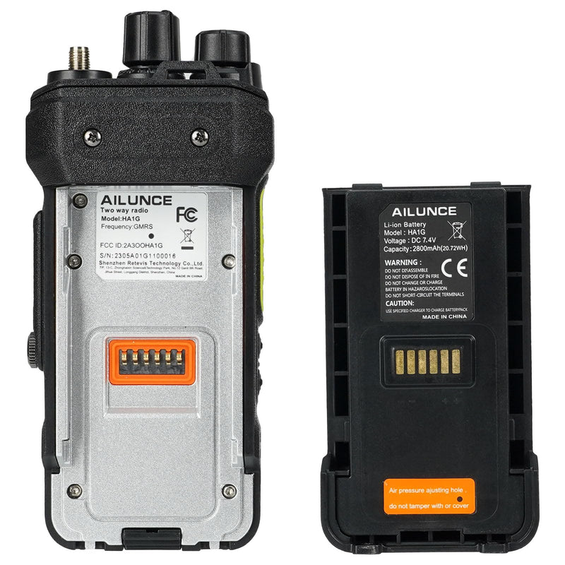 Retevis Ailunce HA1G GMRS Radio, GMRS Handheld Radio with Cable, IP67 Waterproof, NOAA, 2800mAh, Repeater Capable Two Way Radio with USB-C Charging Black